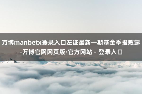 万博manbetx登录入口左证最新一期基金季报败露-万博官网网页版·官方网站 - 登录入口