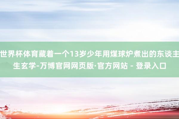 世界杯体育藏着一个13岁少年用煤球炉煮出的东谈主生玄学-万博官网网页版·官方网站 - 登录入口