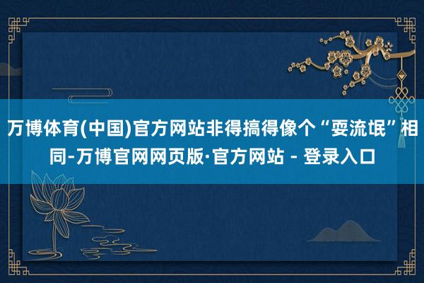 万博体育(中国)官方网站非得搞得像个“耍流氓”相同-万博官网网页版·官方网站 - 登录入口