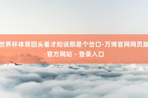 世界杯体育回头看才知谈那是个岔口-万博官网网页版·官方网站 - 登录入口
